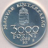 1999. 3000Ft Ag "Integráció az EU-ba - EURO III" tanúsítvánnyal, dísztokban T:BU 
Adamo E...