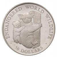 Cook-szigetek 1990. 50$ Ag "Veszélyeztetett vadvilág - Koalák" T:PP ujjlenyomatos
Cook Is...
