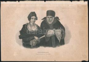 cca 1850 Orosz polgárok. Két rézkarc / Russian citizens. 2 etchings 16x23 cm