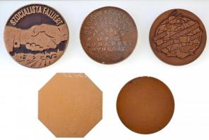 5db-os vegyes szocialista plakett tétel, benne: Borsos Miklós (1906-1990) 1986. "Agrárújságírók...