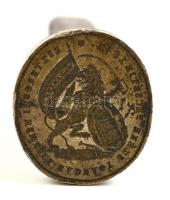 1841 Esztergomi nemesek hadnagy széke pecsétje. Címeres bronz pecsétnyomó / Vintage military bronze seal maker 10 cm d:3 cm
