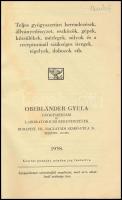1938 Oberländer Gyula, Budapest, Gyógyszertári és laboratóriumi berendezések képes árjegyzéke / Phar...