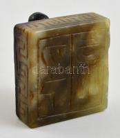 Kínai pecsétnyomó, faragott kő, teknős figurával / Chinese carved stone seal maker with turtle figur...