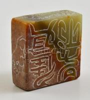 Kínai pecsétnyomó, faragott kő, macska, kígyó, rák, bogár figurákkal / Chinese carved stone seal mak...