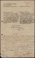 1918 Katonai dokumentum, szénforgalom a katonai üzemekben Kassán kiadva.