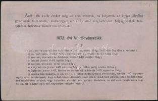 1881 Vadászati jegy 6Ft értékjeggyel Gyulán kiállítva. / Hunting card