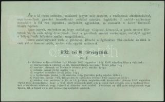 1876 Cselédvadászjegy 2Ft értékjeggyel Gyulán kiállítva. / Hunting card