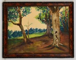 Zeller jelzéssel: Erdőszél, akvarell, papír, üvegezett fa keretben, 22,5×30 cm