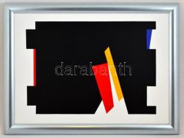 Dévényi János (1956-): Ékes formák (2016). Akril, vászon, hátoldalán jelzett, keretben, 50×70 cm