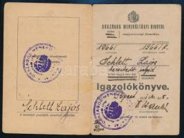 1921 Országos Menekültügyi Hivatal Igazolókönyv, budapesti kirendeltség, gyulafehérvári lakos részér...