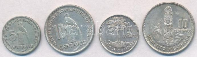 Guatemala 1933. 5c Ag + 1943. 10c Ag + 1960. 5c Ag + 10c Ag T:1-,2 Guatemala 1933. 5 Centavos Ag + 1943. 10 Centavos Ag + 1960. 5 Centavos Ag + 10 Centavos Ag C:AU,XF