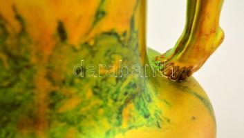 Zsolnay  díszkancsó, női aktfigurával,  formaterv: Apáti Abt Sándor és Mack Lajos, eozin mázas, apró...