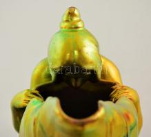 Zsolnay  díszkancsó, női aktfigurával,  formaterv: Apáti Abt Sándor és Mack Lajos, eozin mázas, apró...