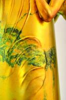 Zsolnay  díszkancsó, női aktfigurával,  formaterv: Apáti Abt Sándor és Mack Lajos, eozin mázas, apró...