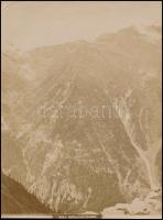 cca 1890 Stilfser Joch-Strasse, Bromio, Tirol jelzett fotó s: Unterberger. / Signed photo of Tyrol landscape 21x26 cm