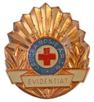 Románia DN "Vörös kereszt - Regionális Tudományok Román Szövetsége / Kitüntetés" aranyozott, zománcozott jelvény T:1,1- Romania ND "Red Cross - Romania Association of Regional Sciences / Decoration" gilt, enamelled badge C:UNC,AU