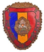 Románia DN Katonai kiválóság zománcozott Br jelvény (38mm) T:2,2- Romania ND Military excellence enamelled Br badge (38mm) C:XF,VF