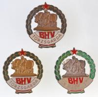 ~1970-1980. BHV Budapesti Húsipari Vállalat - Törzsgárda arany, ezüst és bronz fokozatú, zománcozott jelvény (3xklf) T:2