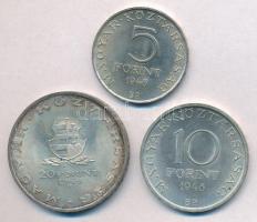 1948. 5Ft Ag "Petőfi" + 10Ft Ag "Széchenyi" + 20Ft Ag "Táncsics" - &qu...