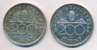 1992. 200Ft Ag "MNB" (2x) T:1-,2