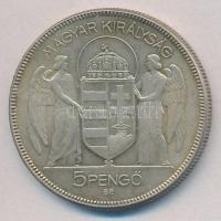 1930. 5P Ag "Horthy jobbra" T:2 patina 
Adamo P8