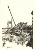 Budapest - 12 db szignós városképes lap: Budapest a második világháborús ostrom után, romok