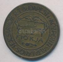 ~1930. 50f "Budapesti Központi Általános Tejcsarnok R. T." üvegbetétjegye, "95"-...