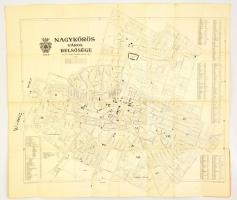 1928 Nagykőrös város belterületének térképe 85x72 cm