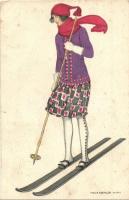 Skiing lady. B.K.W.I. 271-6. s: Mela Koehler (gluemark)