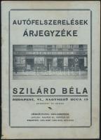 cca 1940 Szilárd Béla autófelszerelések árjegyzéke. 32p. (egy oldalon szakadás)
