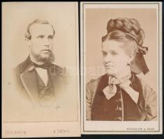 cca 1863 Vizitkártya méretű portrék, 2 db vintage fotó, 10,5x6,5 cm