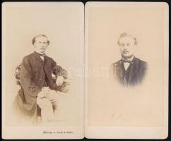 cca 1862 Vizitkártya méretű portrék, 2 db vintage fotó, 10,5x6,5 cm