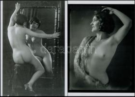 cca 1928 Demeter Károly (1892-1983) párizsi korszakából való szolidan erotikus felvételek, 2 db vintage üveglemez negatívról készült modern nagyítás, 25x18 cm