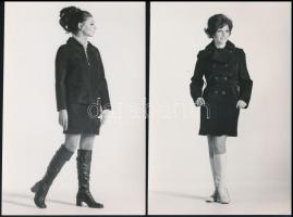 1968 Divatfotók bőrszerkóban, 4 db vintage fotó, 17,5x11,5 cm