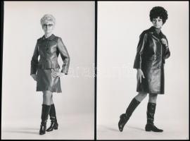 1968 Divatfotók bőrszerkóban, 4 db vintage fotó, 17,5x11,5 cm