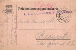 1917 Kézzel rajzolt osztrák-magyar tábori postai levelezőlap / WWI Austro-Hungarian K.u.K. military ...