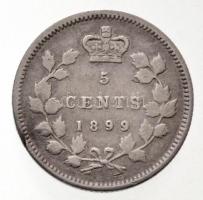 Kanada 1899. 5c Ag "Viktória" T:2- enyhén hajlott
Canada 1899. 5 Cents Ag "Victoria&...