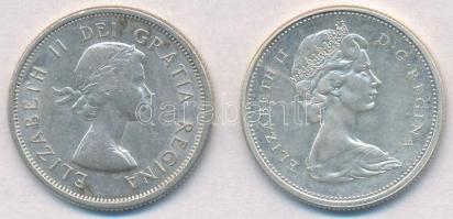 Kanada 1964-1965. 25c Ag &quot;II. Erzsébet&quot; (2x) T:2 Canada 1964-1965. 25 Cents Ag &quot;Elizabeth II&quot; (2x) C:XF