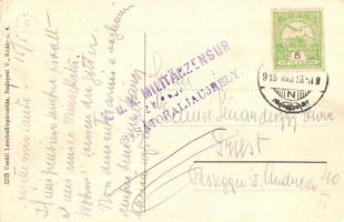 1915 Sátoraljaújhely, megyeháza, lovaskocsi vizes hordóval a kútnál + K.u.K. Militärzensur (EK)