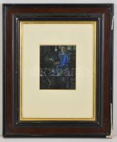 Ruzicskay György (1896-1993): Köszörűgépnél. Olaj, karton, jelzett, üvegezett keretben, 16×13 cm