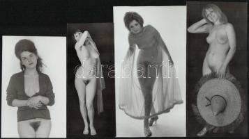 cca 1971 Kínálkozó alkalom, 4 db szolidan erotikus vintage fotó, 13x8 cm és 17x8 cm között