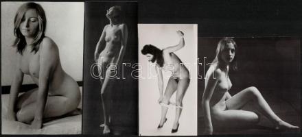 cca 1970 A lélek és a test felszabadulása, 4 db vintage fotó, 15x7,5 cm és 17,5x11 cm között