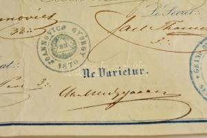 1871 Medgyaszay Jenő magyar szabadkőműves részére kiadott szabadkőműves oklevél a Párizsi Nagypáholy...