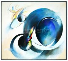 Urbán György (1936-2011): Kék örvénylés. Olaj, vászon, jelzett, keretben, 90x100 cm