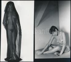 cca 1979 Hangulatok, szolidan erotikus felvételek, 4 db vintage papírkép + 3 db vintage negatív (a pozitív és negatív képek egymástól függetlenek), 6x6 cm és 16,5x10,5 cm között