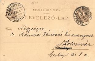 1899 Budapest V. Ferenc József tér és az Akadémia. floral Art Nouveau litho, 2 Kr. Ga