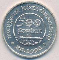 1992. 500Ft Ag "Szent László" eredeti, sérült tokban, tanúsítvánnyal T:BU kis patina 
Ada...