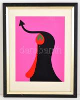 Korniss Dezső (1908-1984): Szűr-motívum. Szitanyomat, papír, jelzett, üvegezett keretben, 40×30 cm