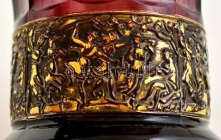 Moser Karlsbad  (Made in Czechoslovakia ) Formába öntött ametisztszínű váza, palástján savmaratott é...