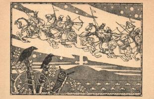 Történelmünk lapjaiból - 19 db használatlan régi magyar művészlap sorozat. Betűország képeslapjai a ...